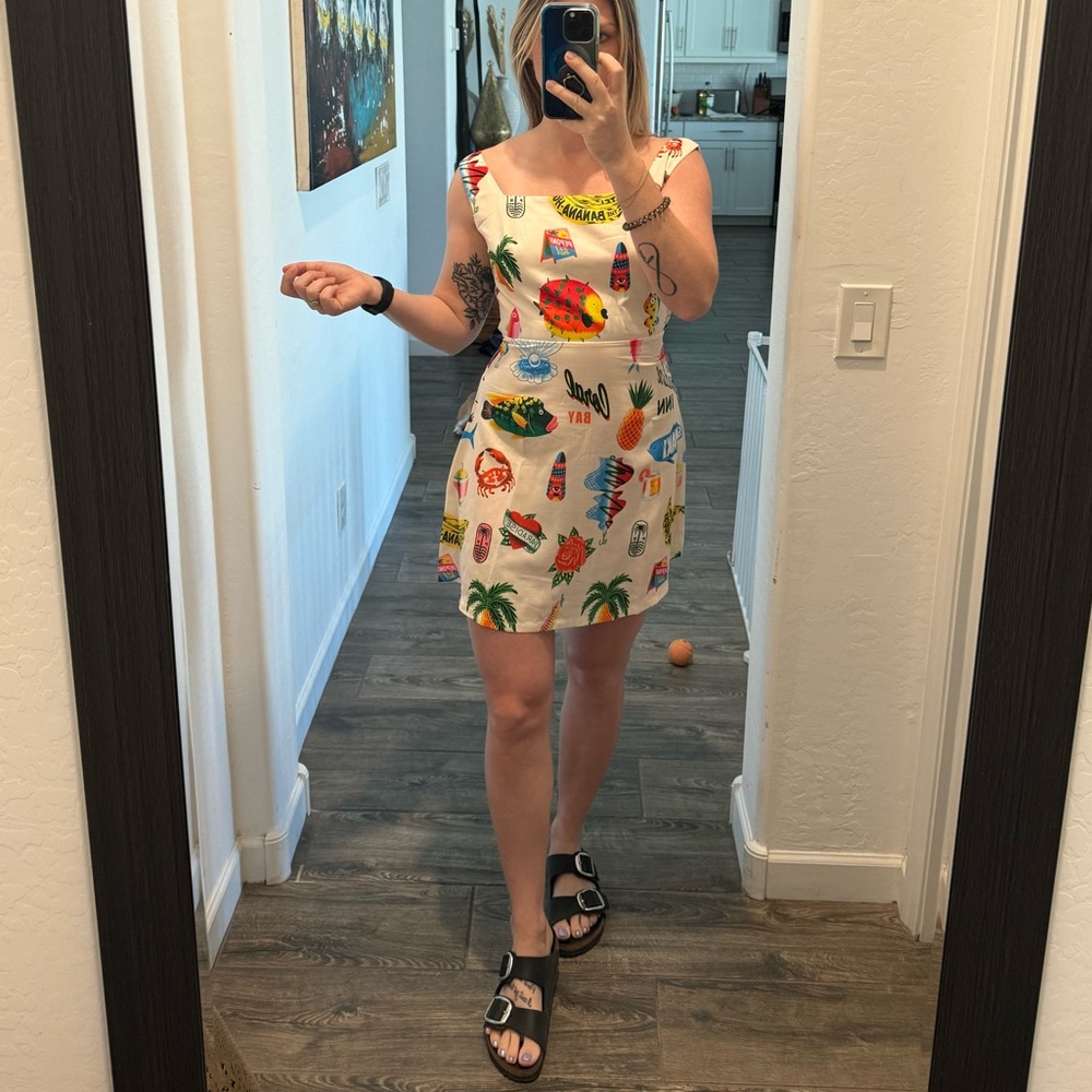 Beachy vacay dress with a tie back and fun print! - Picture 4 of 7
